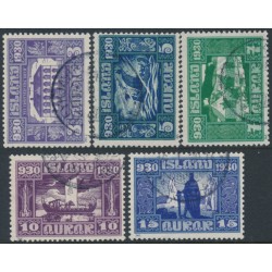 ICELAND - 1930 3aur to 15aur Anniversary of the Althing, used – Facit # 173-177
