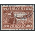 ICELAND - 1930 50aur red-brown/brown Anniversary of the Althing, used – Facit # 183