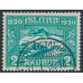 ICELAND - 1930 2Kr green/emerald Anniversary of the Althing, used – Facit # 185