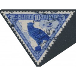 ICELAND - 1930 10aur blue triangle airmail Anniversary of the Althing, used – Facit # 188