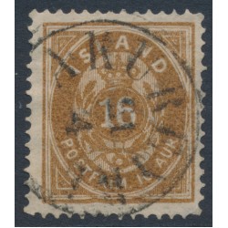 ICELAND - 1876 16a dark brown Numeral, blurred print, perf. 14:13½, used – Facit # 13a