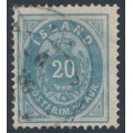 ICELAND - 1885 20aur grey-blue Numeral, perf. 14:13½, used – Facit # 15b
