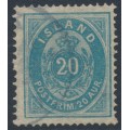 ICELAND - 1891 20aur greenish blue Numeral, perf. 14:13½, used – Facit # 15c