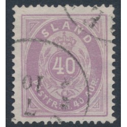 ICELAND - 1891 40a lilac Numeral, perf. 14:13½, used – Facit # 17c