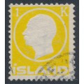 ICELAND - 1912 1Kr yellow King Frederik VIII, used – Facit # 118