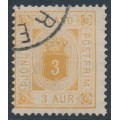 ICELAND - 1882 3a yellow-orange Numeral, perf. 14:13½, ÞJÓNUSTU (Official), used – Facit # TJ4b