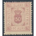 ICELAND - 1895 50aur lilac Numeral, perf. 14:13½, ÞJÓNUSTU (Official), MH – Facit # TJ9