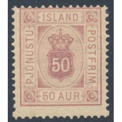 ICELAND - 1895 50aur lilac Numeral, perf. 14:13½, ÞJÓNUSTU, MH – Facit # TJ9