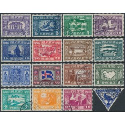 ICELAND - 1930 3aur to 10Kr Anniversary of the Althing set of 16, used – Facit # 173-188