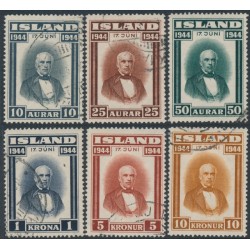 ICELAND - 1944 Jón Sigurðsson set of 6, used – Facit # 268-273