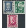 ICELAND - 1954 Hannes Hafstein set of 3, used – Facit # 327-329