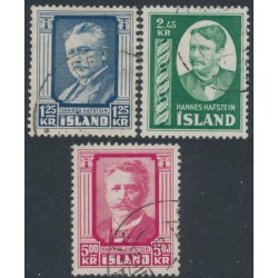 ICELAND - 1954 Hannes Hafstein set of 3, used – Facit # 327-329