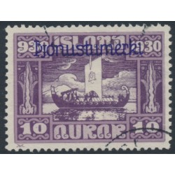 ICELAND - 1930 10a purple Althing, o/p ÞJÓNUSTUMERKI, used – Facit # TJ62