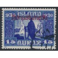 ICELAND - 1930 15a blue Althing, o/p ÞJÓNUSTUMERKI, used – Facit # TJ63