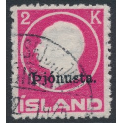 ICELAND - 1922 2Kr rose King Frederik VIII o/p Þjónusta., used – Facit # TJ53I