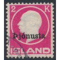 ICELAND - 1922 2Kr rose King Frederik VIII o/p Þjónusta, used – Facit # TJ53II