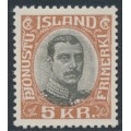 ICELAND - 1930 5Kr brown/grey King Christian X ÞJÓNUSTU, MNH – Facit # TJ52