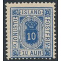 ICELAND - 1898 10a ultramarine Numeral, perf. 12¾, ÞJÓNUSTU, used – Facit # TJ13