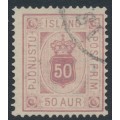 ICELAND - 1895 50aur lilac Numeral, perf. 14:13½, ÞJÓNUSTU, used – Facit # TJ9