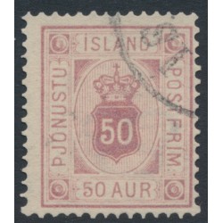 ICELAND - 1895 50aur lilac Numeral, perf. 14:13½, ÞJÓNUSTU, used – Facit # TJ9