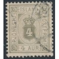 ICELAND - 1900 4a grey Numeral, perf. 12¾, ÞJÓNUSTU, used – Facit # TJ11