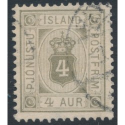 ICELAND - 1900 4a grey Numeral, perf. 12¾, ÞJÓNUSTU, used – Facit # TJ11