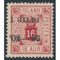 ICELAND - 1902 16a carmine Numeral, Þjónustu o/p Í GILDI, MNH – Facit # TJ18b