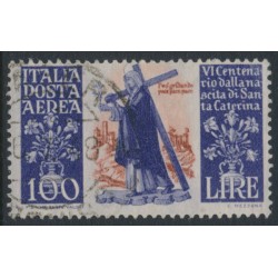 ITALY - 1948 100L red-brown/violet St. Caterina airmail, used – Michel # 744