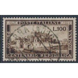 ITALY - 1949 100L dark brown Anniversary of La Repubblica Romana, used – Michel # 773