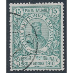ITALY - 1910 15c+5c green Naples Plebiscite, used – Michel # 98