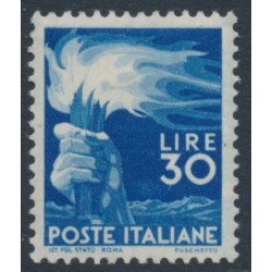 ITALY - 1947 30L ultramarine Torch definitive, MH – Michel # 702A