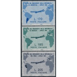 ITALY - 1961 President’s Visit to South America set of 3, MNH – Michel # 1100-1102