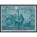 ITALY - 1951 20L blue-green Christopher Columbus, MNH – Michel # 833