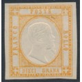 ITALY - 1861 10Gr orange King Vittorio Emanuele II, imperf., MNG – Michel # 6a