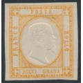 ITALY - 1861 10Gr orange King Vittorio Emanuele II, imperf., MNG – Michel # 6a