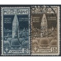 ITALY - 1912 St. Marcus Bell Tower, Venice set of 2, used – Michel # 105-106