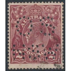 AUSTRALIA - 1924 2d brown KGV, single watermark, 'crack over Emu's head' [12L21], used – ACSC # 97A(12)e