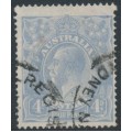 AUSTRALIA - 1922 4d blue KGV, ‘weeping 4 at right’ [2L18], used – ACSC # 112C(2)f