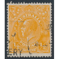 AUSTRALIA - 1923 ½d bright orange KGV, inverted single watermark, used – ACSC # 66Ba