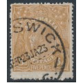 AUSTRALIA - 1917 5d brown KGV, single watermark, 'break in right frame' [1L21], used – ACSC # 123Ei