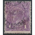 AUSTRALIA - 1922 1d deep violet (aniline) KGV, single watermark, used – ACSC # 76G