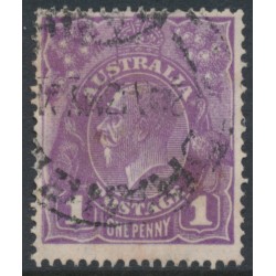 AUSTRALIA - 1922 1d deep violet (aniline) KGV, single watermark, used – ACSC # 76G