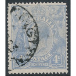 AUSTRALIA - 1922 4d blue KGV, ‘flaw in left wattles’ [2R59], used – ACSC # 112A(2)vf