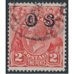 AUSTRALIA - 1932 2d red KGV, CofA watermark, o/p OS, 'hollow S', used – ACSC # 103B(OS)j