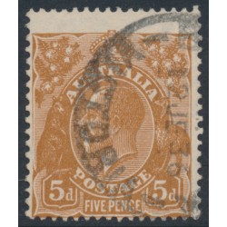 AUSTRALIA - 1932 5d brown KGV, CofA wmk, ‘missing frame [state I]’ [3R60], used – ACSC # 127C(3)r