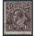 AUSTRALIA - 1919 1½d purple-black KGV, LM watermark, thin paper, used – ACSC # 84Baa