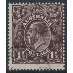 AUSTRALIA - 1919 1½d purple-brown KGV, LM watermark, thin paper, used – ACSC # 84Baa