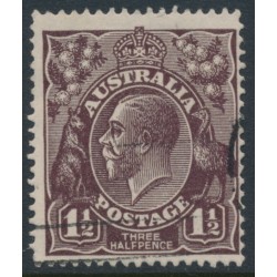 AUSTRALIA - 1918 1½d black-brown KGV, inverted single watermark, used – ACSC # 83Aa