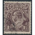 AUSTRALIA - 1919 1½d black-brown KGV, inverted LM watermark, used – ACSC # 84Aa