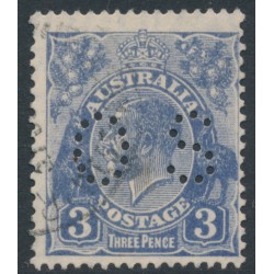 AUSTRALIA - 1929 3d blue KGV, die II, SM wmk, perf. 13½:12½, perf. OS, 'dry ink', used – ACSC # 108Ac